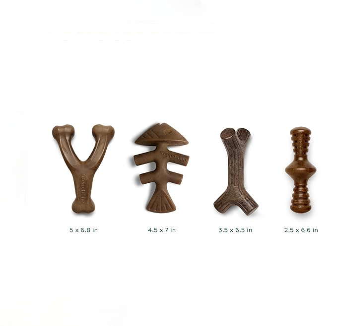 Divanoxcosh Durable Dog Chew Toy Set - 4-Pack Long Lasting Tough Nylon Bones for Aggressive Chewers, Ergonomic Wishbone & Fishbone Shapes for Medium Dogs, Dental Health & Boredom Relief