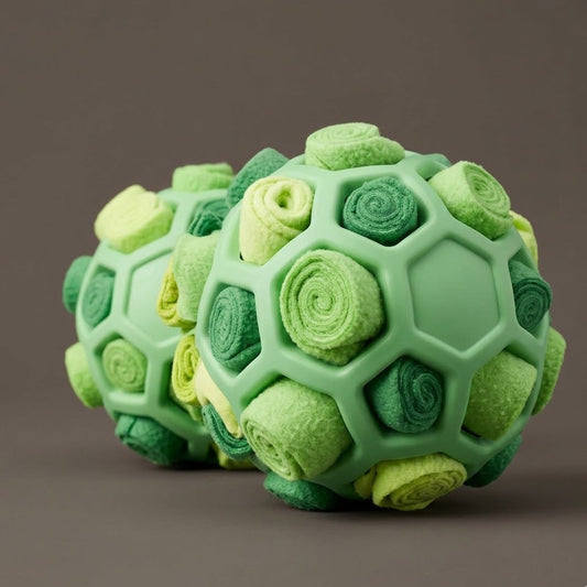 Divanoxcosh Interactive Dog Puzzle Snuffle Ball - Mentally Stimulating Treat Dispenser with Unrollable Fabric Strips for Foraging & Slow Feeding, Durable TPR Toy for All Breeds