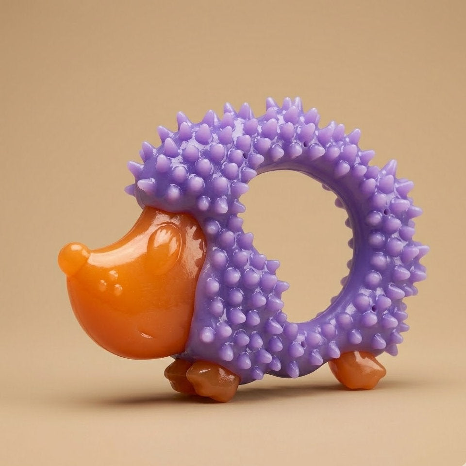 Divanoxcosh Hedgehog Dental Chew - The Ultimate Multi-Surface Texture Toy for Small Dogs, Ultra-Durable Interactive Ring for Fetch, Play & Oral Care