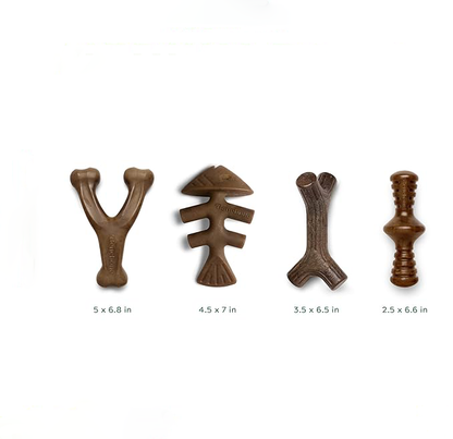 Divanoxcosh Durable Dog Chew Toy Set - 4-Pack Long Lasting Tough Nylon Bones for Aggressive Chewers, Ergonomic Wishbone & Fishbone Shapes for Medium Dogs, Dental Health & Boredom Relief