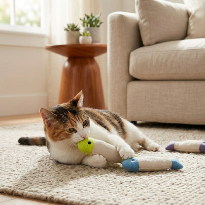Divanoxcosh Artisan Catnip Fish Series - Minimalist Handcrafted Cotton Cat Toys, Potent Infused Catnip Kickers for Interactive Play, Sophisticated Eco-Friendly Pet Toy Collection