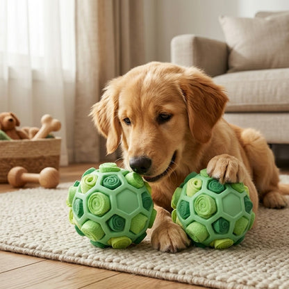 Divanoxcosh Interactive Dog Puzzle Snuffle Ball - Mentally Stimulating Treat Dispenser with Unrollable Fabric Strips for Foraging & Slow Feeding, Durable TPR Toy for All Breeds