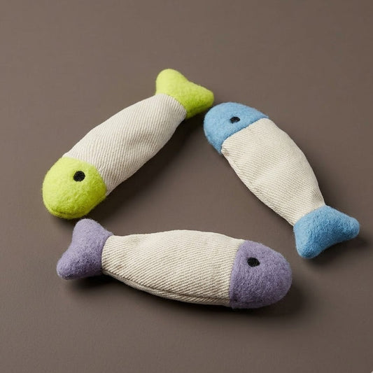 Divanoxcosh Artisan Catnip Fish Series - Minimalist Handcrafted Cotton Cat Toys, Potent Infused Catnip Kickers for Interactive Play, Sophisticated Eco-Friendly Pet Toy Collection
